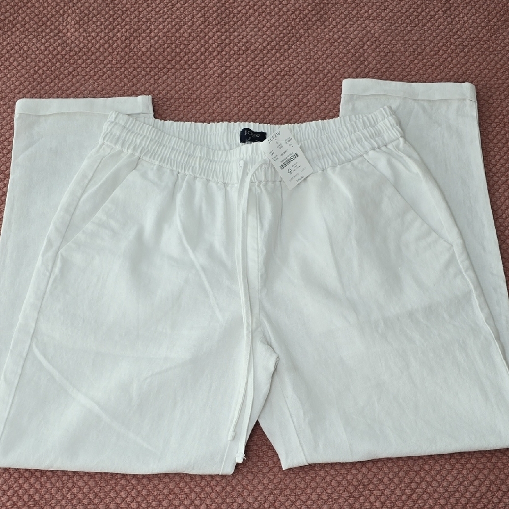 J Crew Factory Linen Cotton Blend Drawstring Women's Pants (Size 4) NWT - Picture 2 of 11